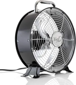 Vie Air High Velocity Powerful and Quiet Dual Speed Sleek Design Durable Metal Drum Fan, 12'' W Fan with safety blade design