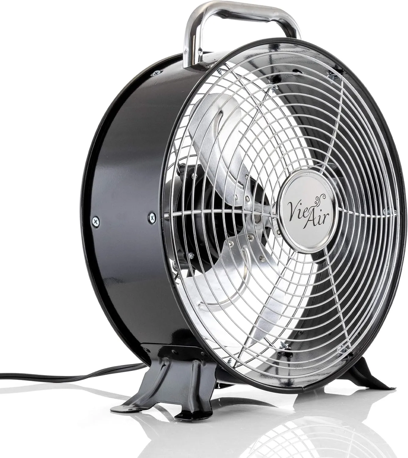 Vie Air High Velocity Powerful and Quiet Dual Speed Sleek Design Durable Metal Drum Fan, 12'' W Fan with safety blade design