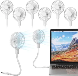VIHOSE 6 Pcs USB Fan with Switch, Mini Portable 360 Rotation USB Desk Small Personal White Pocket Fan Powered by Laptop Power Bank, plug for Travel Home Commute Office Camping 360-degree rotating fan for home use