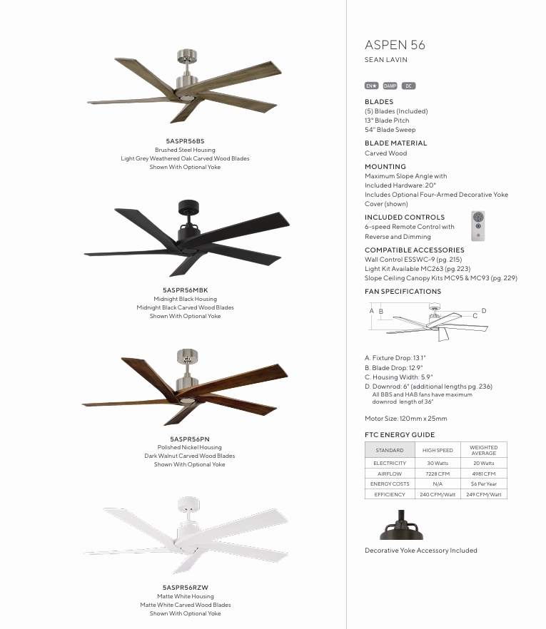 Visual Comfort Aspen Indoor/Outdoor DC Ceiling Fan with Remote