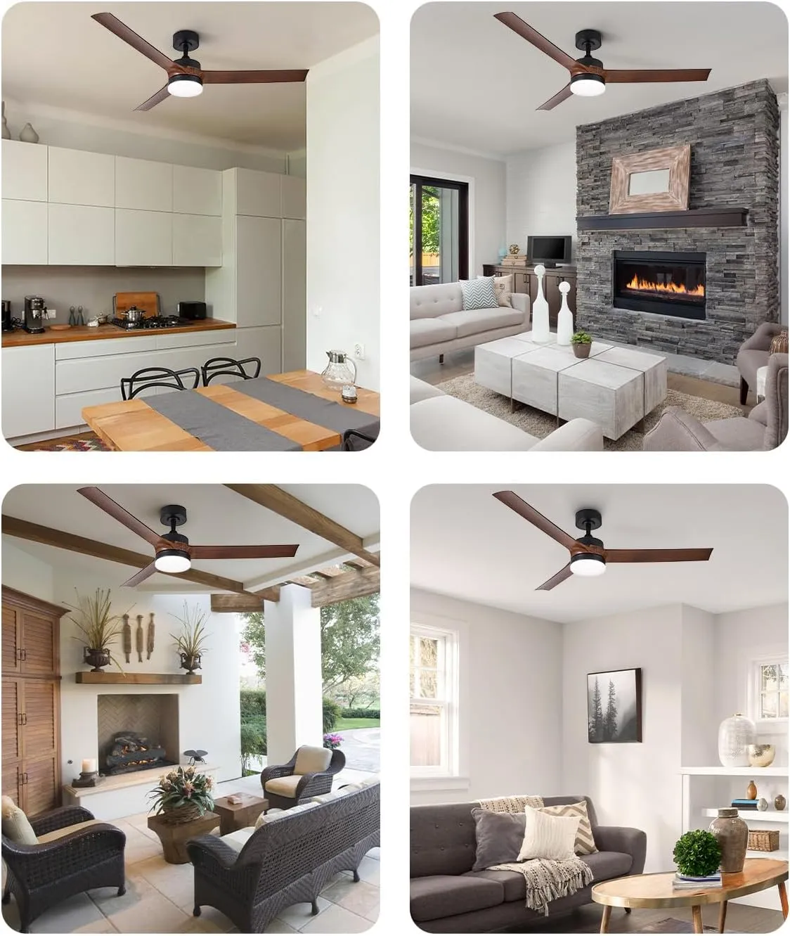 VONLUCE Ceiling Fans with Lights, 52 Inch Ceiling Fan with Remote, 6-Speeds Noiseless Reversible DC Motor, 3CCT, Low Profile Ceiling Fan for Farmhouse Bedroom Patio, Black