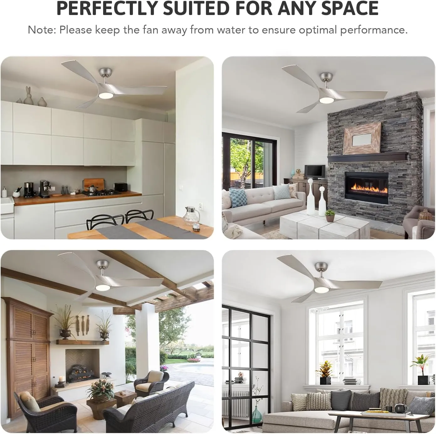 VONLUCE Ceiling Fans with Lights, 52" Mid Century Ceiling Fan and Remote, Stepless Dimming, 6 Speeds Noiseless DC Motor, 3 ABS Blades, Indoor Ceiling Fan for Kitchen Bedroom Living Room, Nickel
