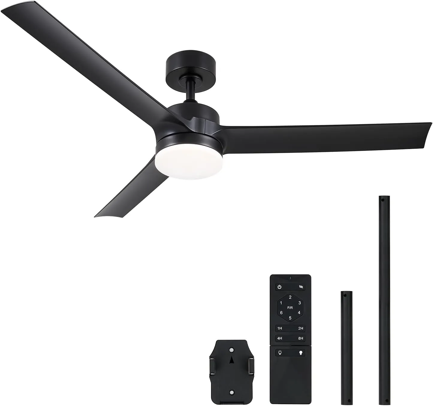 VONLUCE Ceiling Fans with Lights and Remote, 52 Inch Ceiling Fan, 3 Blades 6-Speeds Noiseless Reversible DC Motor, Ceiling Fan for Farmhouse Bedroom Patio, Black Fan with safety blade design