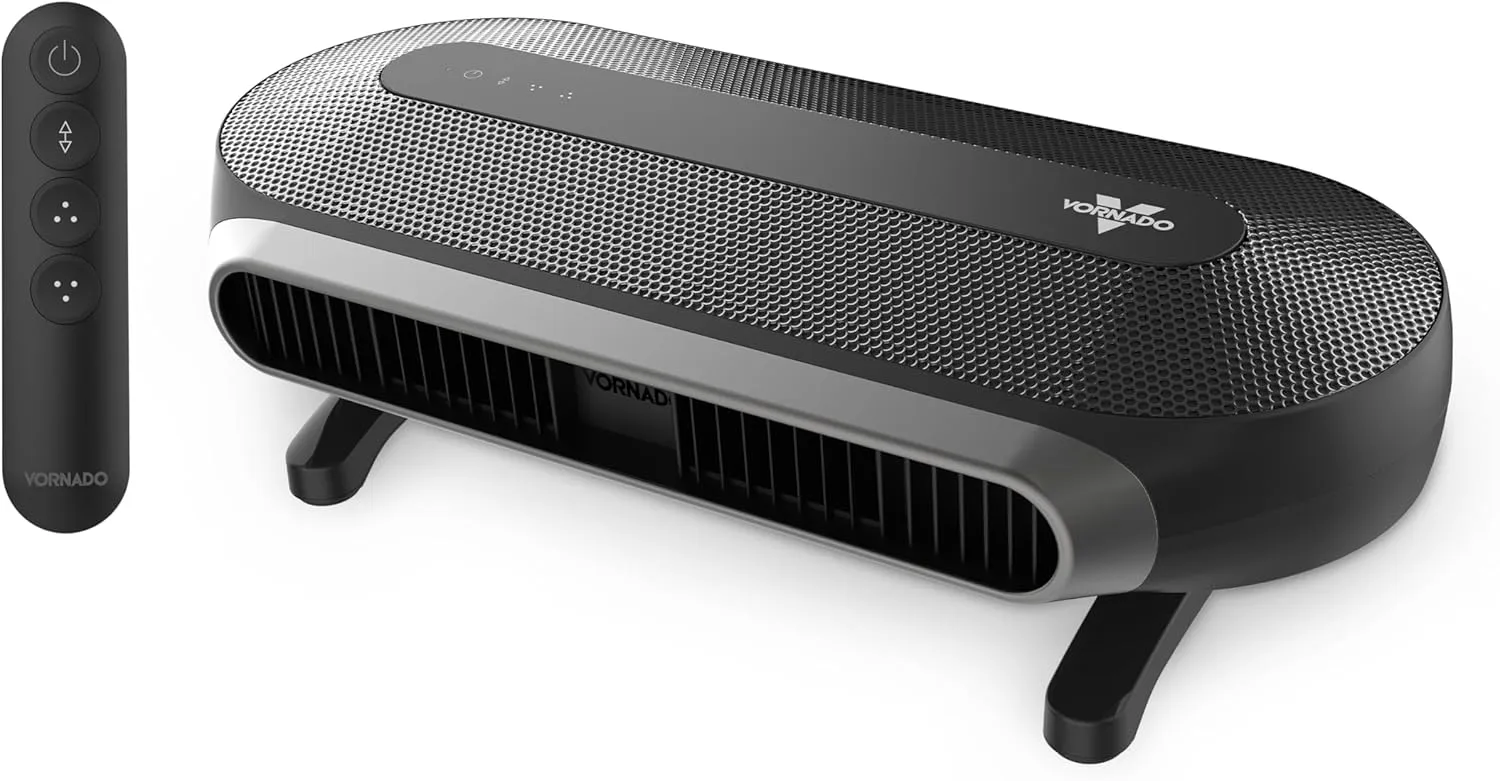 Vornado AXL Low-Profile Airwave Oscillating Fan with Remote, Adjustable Tilt, Modern Energy Efficient Vertical Fan, 5 Quiet Speeds, Touch Controls Tower bladeless fan for modern homes