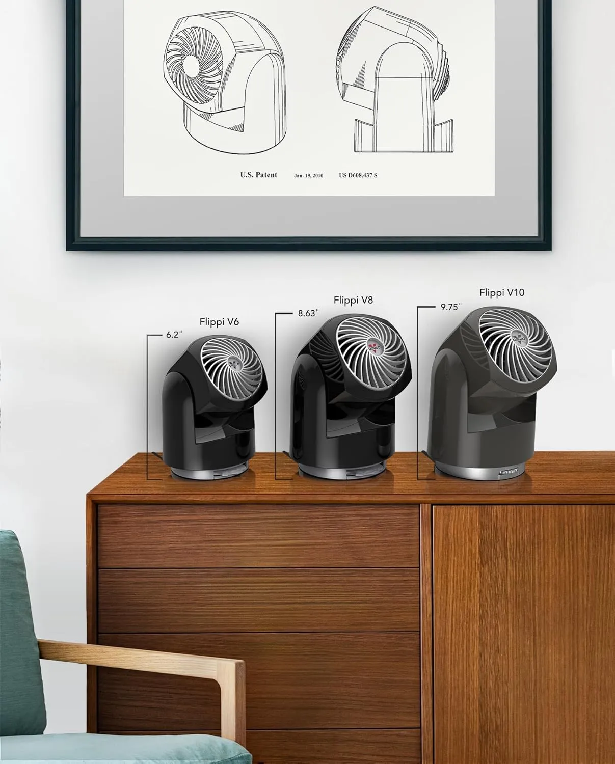 Vornado Flippi V6 Compact Air Circulator Fan, Quiet Portable Travel Fan for Desk or Bedroom, Adjustable Head, 2 Speeds, Plum