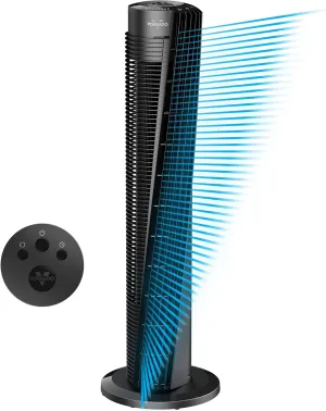 Vornado OSC84 41" Whole Room Oscillating Tower Fan, Remote Control, 70-Degree Oscillation, Quiet Operation, 4 Speed Settings, 8-Hour Timer, Powerful Air Circulation, Black Tower bladeless fan for modern homes