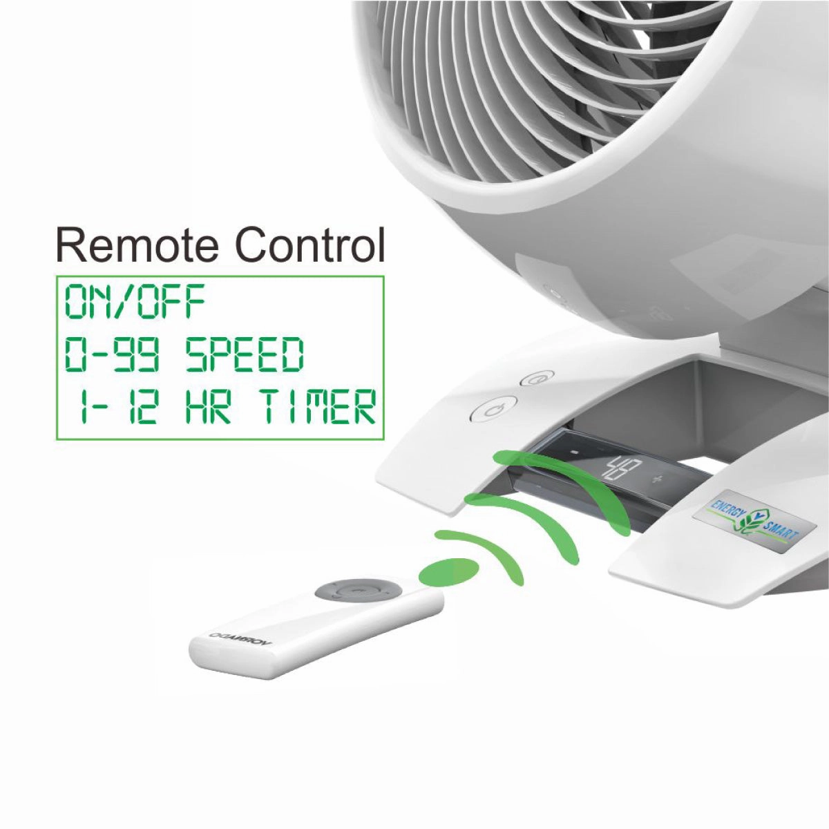 Vornado Energy Smart Air Circulator  Remote Control, Vortex Action, DC motor, Oscillation, Timer, 99-Speed, white, 6303DC