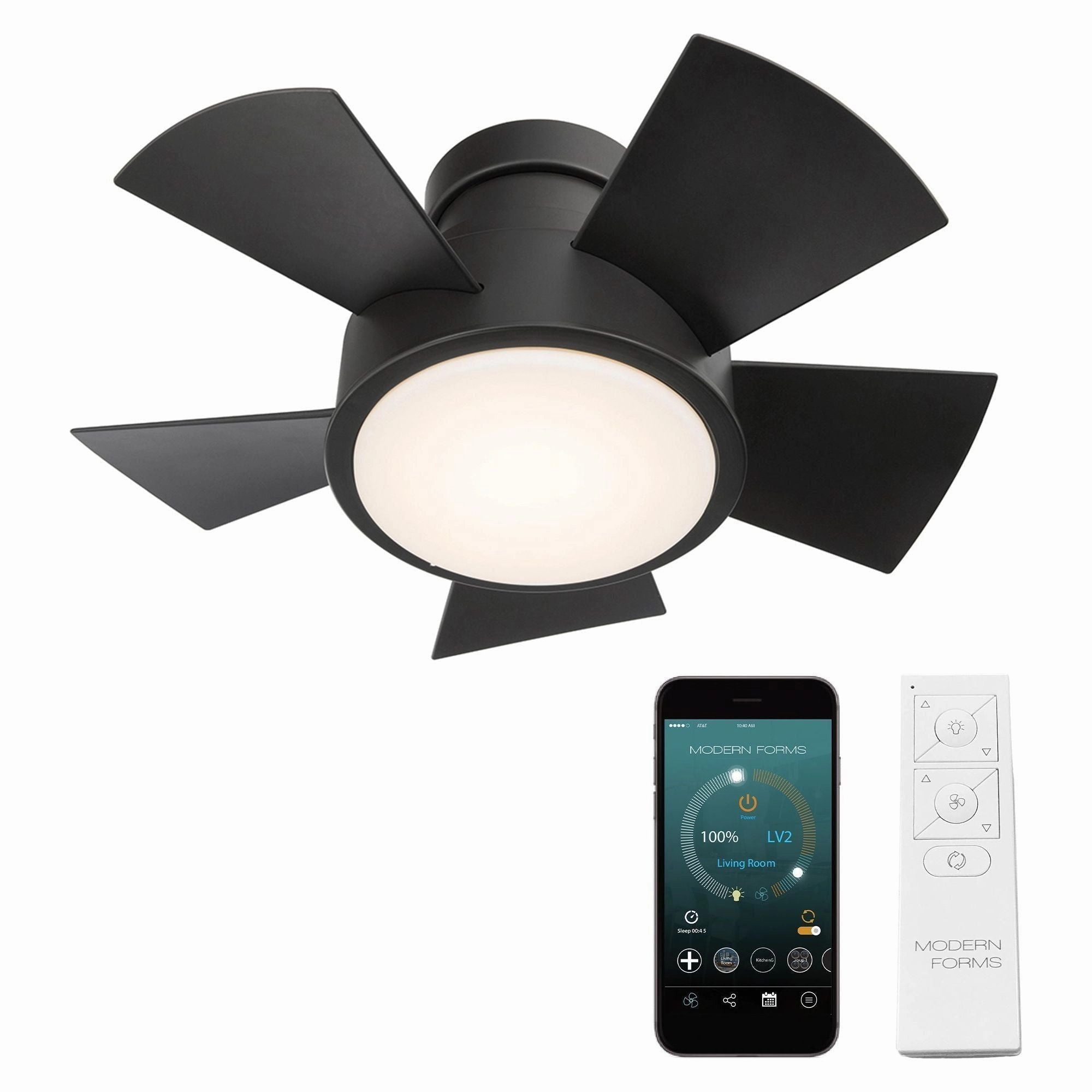 Vox Indoor/Outdoor 5-Blade 26" Smart Flush Mount Ceiling Fan with LED Light Kit and Remote Control