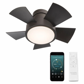 Vox Indoor/Outdoor 5-Blade 26" Smart Flush Mount Ceiling Fan with LED Light Kit and Remote Control smart ceiling fans with voice control