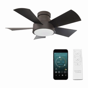 Vox Indoor/Outdoor 5-Blade 38" Smart Flush Mount Ceiling Fan with LED Light Kit and Remote Control smart ceiling fans with voice control