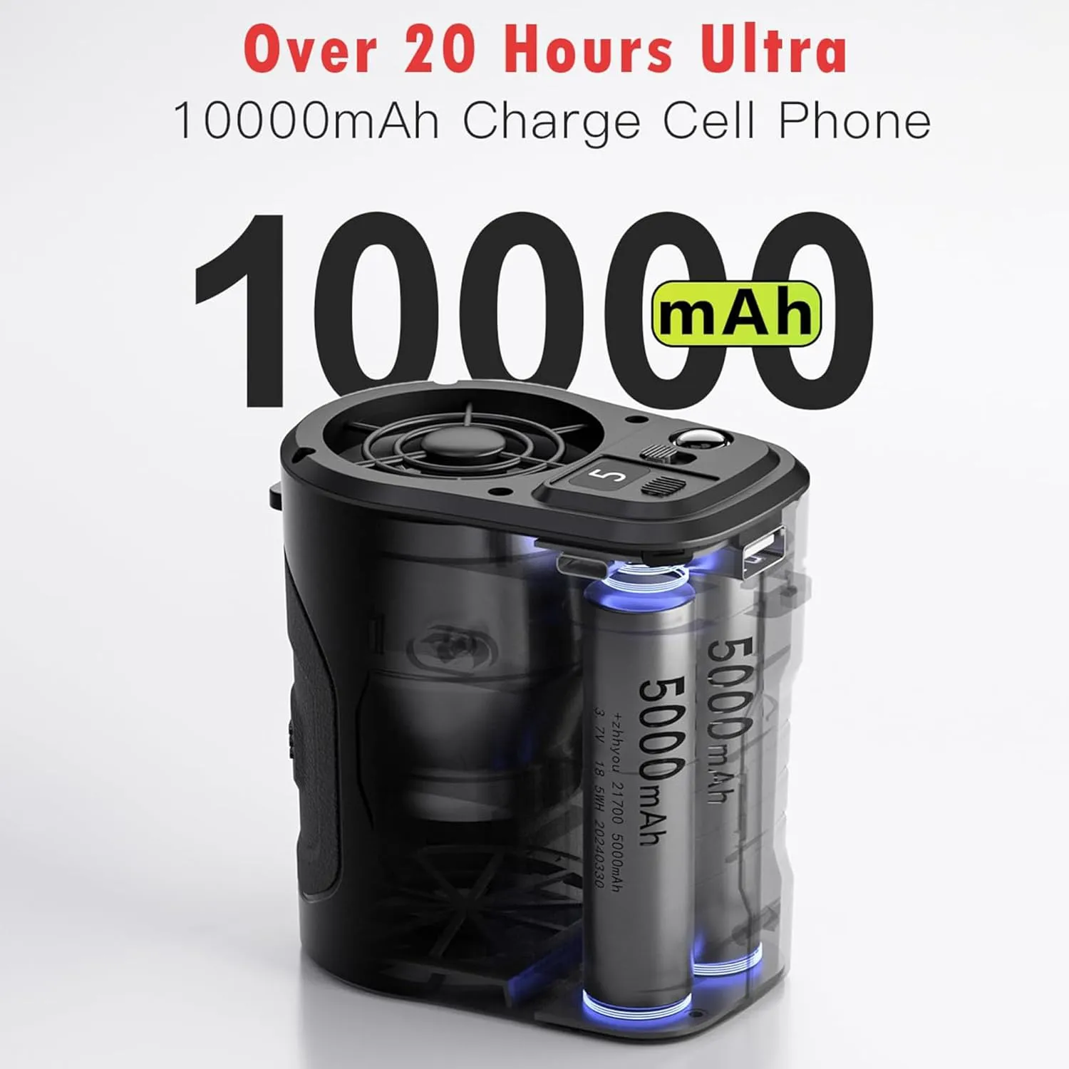 Waist Fan 10000mAh Rechargeable,Portable Fan with over 24H Working Time, 15000RPM Strong Airflow Wearable small Belt Fan Personal Waist Clip for Clothes Shirt Farm Work Hiking Outdoor Jobsite
