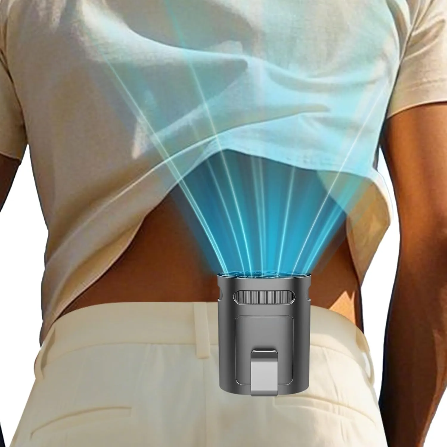 Waist Fan Clip on-Mini Lightweight Portable Fans Rechargeable Under Shirt Belt Pants Body Fans that Blow Cold Air,Waistband Cooling Fan,Powerful Small Personal Hanging Neck Cooler AC Travel Black Waist-mounted portable fan for outdoor use