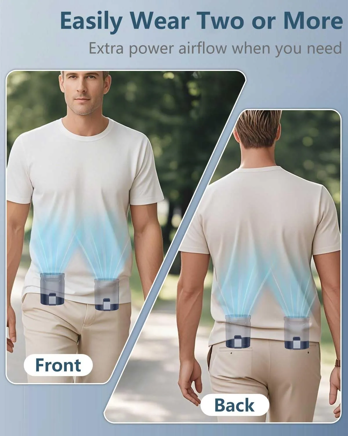 Waist Fan Clip On Shirt Fan-Mini Light Weight Portable Fans that Blow Cold Air,Small Personal Battery Powered Fans,Belt Body Under Shirt AC Cooler,Quiet Wearable Hanging Neck Fan for Women Men Kids
