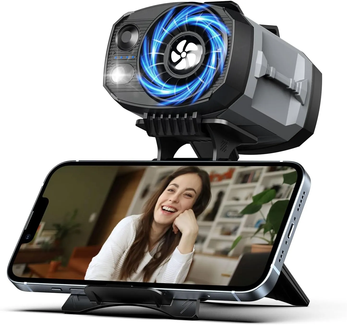 Waist Fan, FS-06 Portable Personal Fan Clip on Waistband, 4 Adjustable Speeds, Rechargeable Max.16H Battery Life, 9000RPM, Hands Free Belt Neck Fan for Outdoor, Jobsite, Gardening (Gray) Waist-mounted portable fan for outdoor use