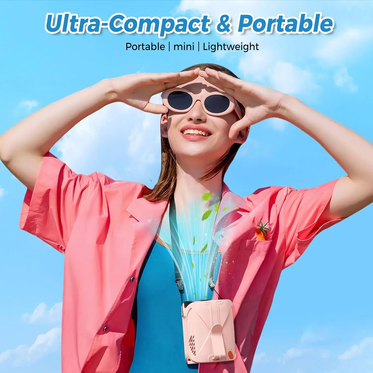Waist Fan Portable Clip on: 6000mAh Mini Rechargeable Personal Belt Cooling Fan under Shirt - Cool Body Fans Under Clothes for Outdoor Travel Walking Work for Men and Women (Pink)