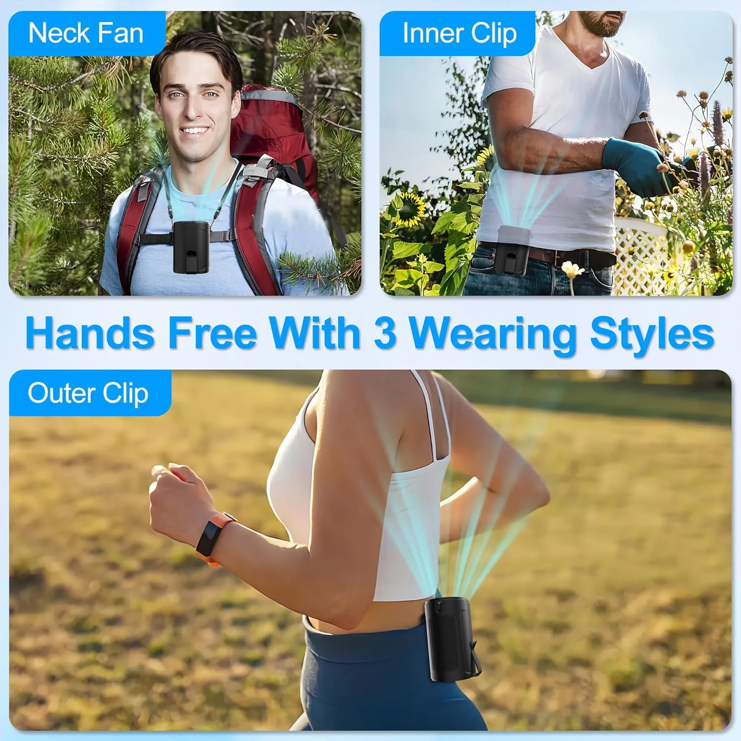 Waist Fan, Wearable Shirt Fan with up to 25H Cooling Time, 4 Speeds Powerful Airflow for Traveling, Warehouse, Indoor, Outdoor -Black