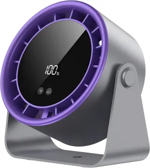 Wall-Mounted Desk Fan, Ultra Quiet 35dB Table Fan with Digital Display, 100 Speed USB Rechargeable Fan, 105Tilt & 10H Runtime, Portable Cooling for Bedroom, Office, Camping Desktop fan with humidification feature
