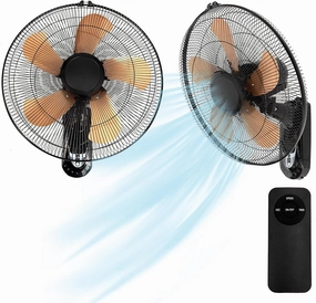 Wall Mount Fan with Remote Control Wall Mounted Oscillating Fan with 3 Speed Settings,18 Inch Adjustable Tilt and Timing for Bedroom,Gold 2 Pack App-controlled remote fan for convenience