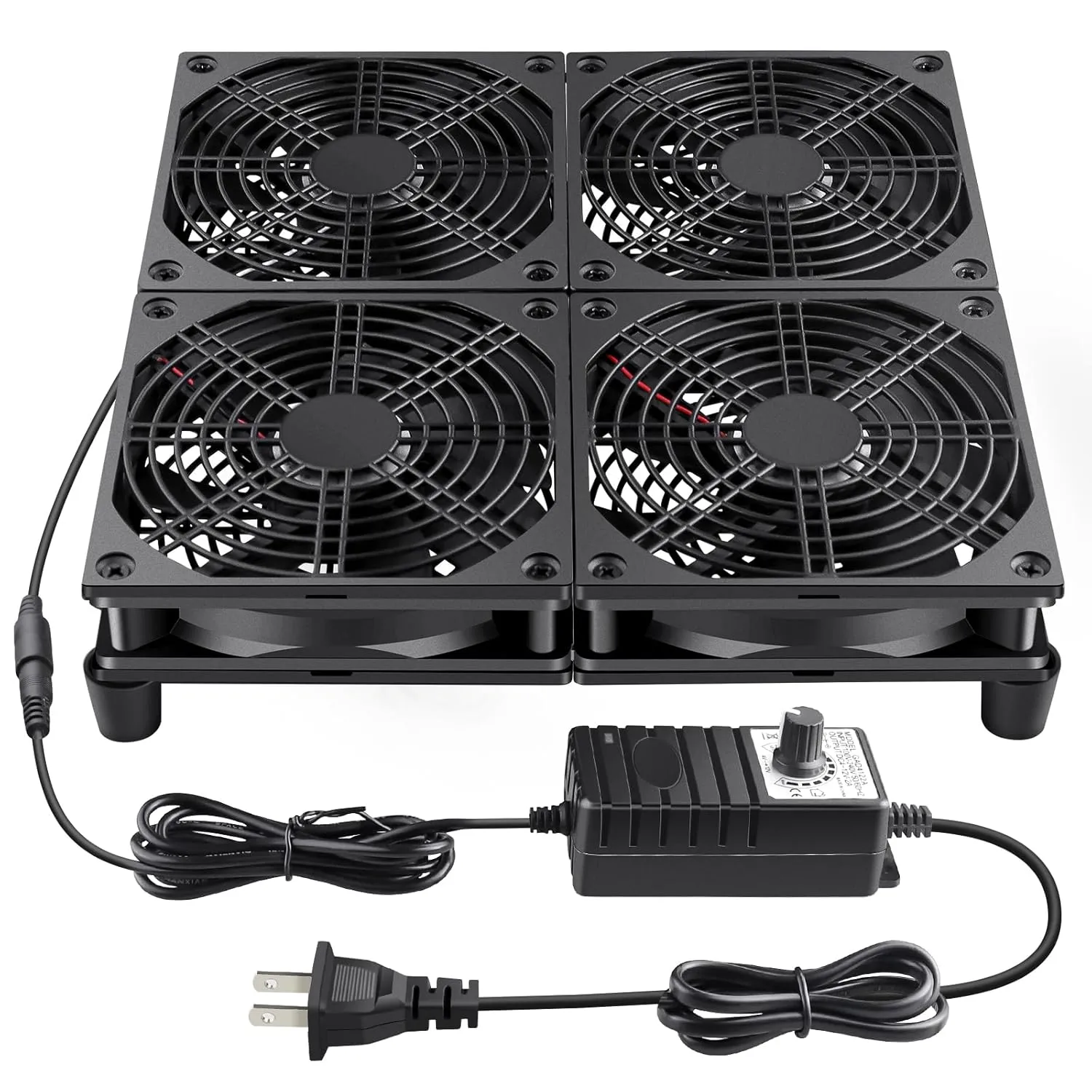 Wathai 120mm x 4 Router TV Box Fan 110v - 240v Big Airflow with Speed Control for DIY Gaming Consoles, Amplifiers, Xbox, Laptop Stand, Mining Machines Devices Cooling USB desktop fan for workspace