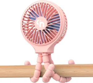 WiHoo Portable Stroller Fan Clip On for Baby Rechargeable Car Seat Fan,3 Speeds Battery Operated Baby Fan,USB Personal Fan for Stroller Crib Treadmill and Travel (Pink) Rear-mounted fan for childrens safety