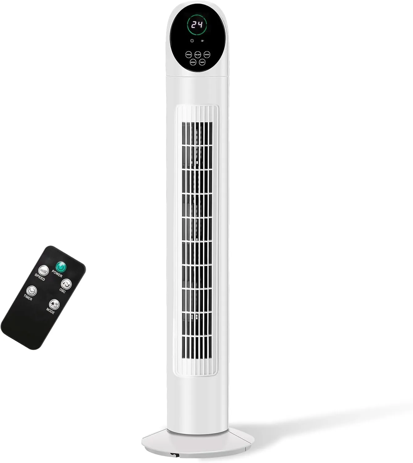 Winado 36" Tower Fan for Bedroom, Bladeless Floor Fan with Remote Control, Digital Display, Adjustable Oscillating, 3 Speeds, 3 Modes & 9H Timer, Bladeless Quiet Fan for Cooling Home Office Tower bladeless fan for modern homes