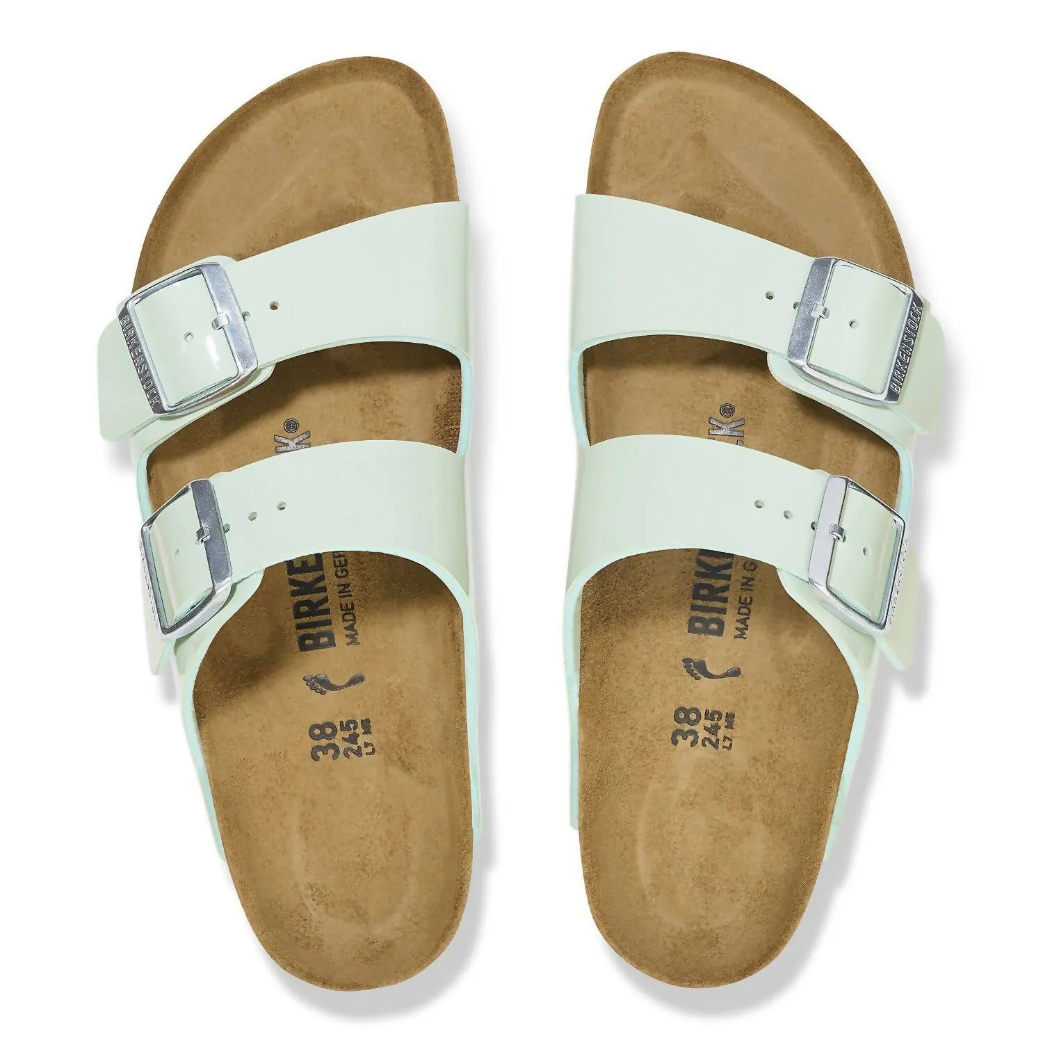 Women's Arizona Birko-Flor Sandal - Narrow Width In Patent Surf Green