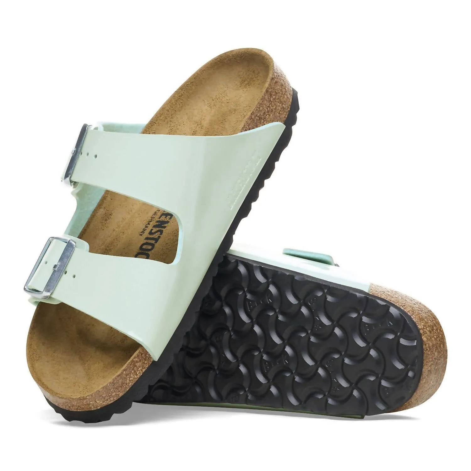 Women's Arizona Birko-Flor Sandal - Narrow Width In Patent Surf Green
