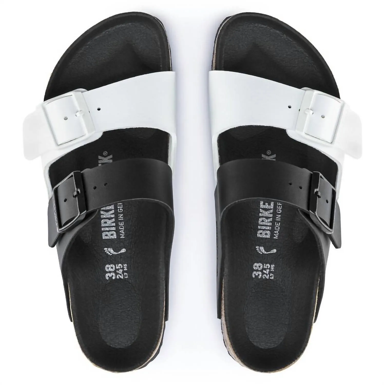 Women's Arizona Split Birko-Flor Sandals - Regular/wide In Black/white