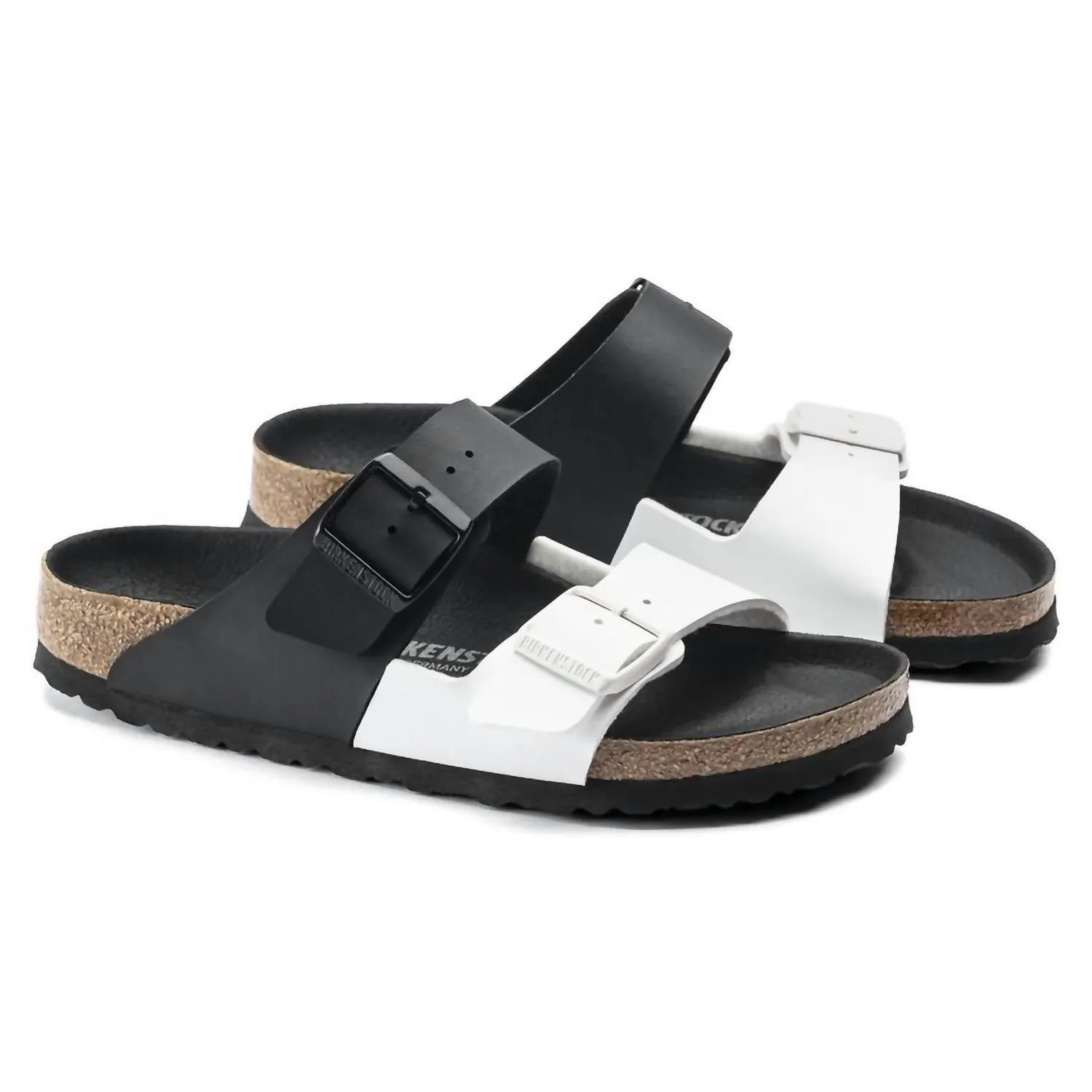 Women's Arizona Split Birko-Flor Sandals - Regular/wide In Black/white