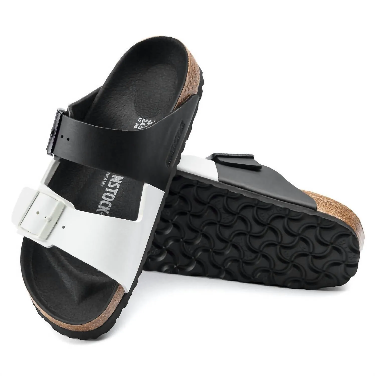 Women's Arizona Split Birko-Flor Sandals - Regular/wide In Black/white