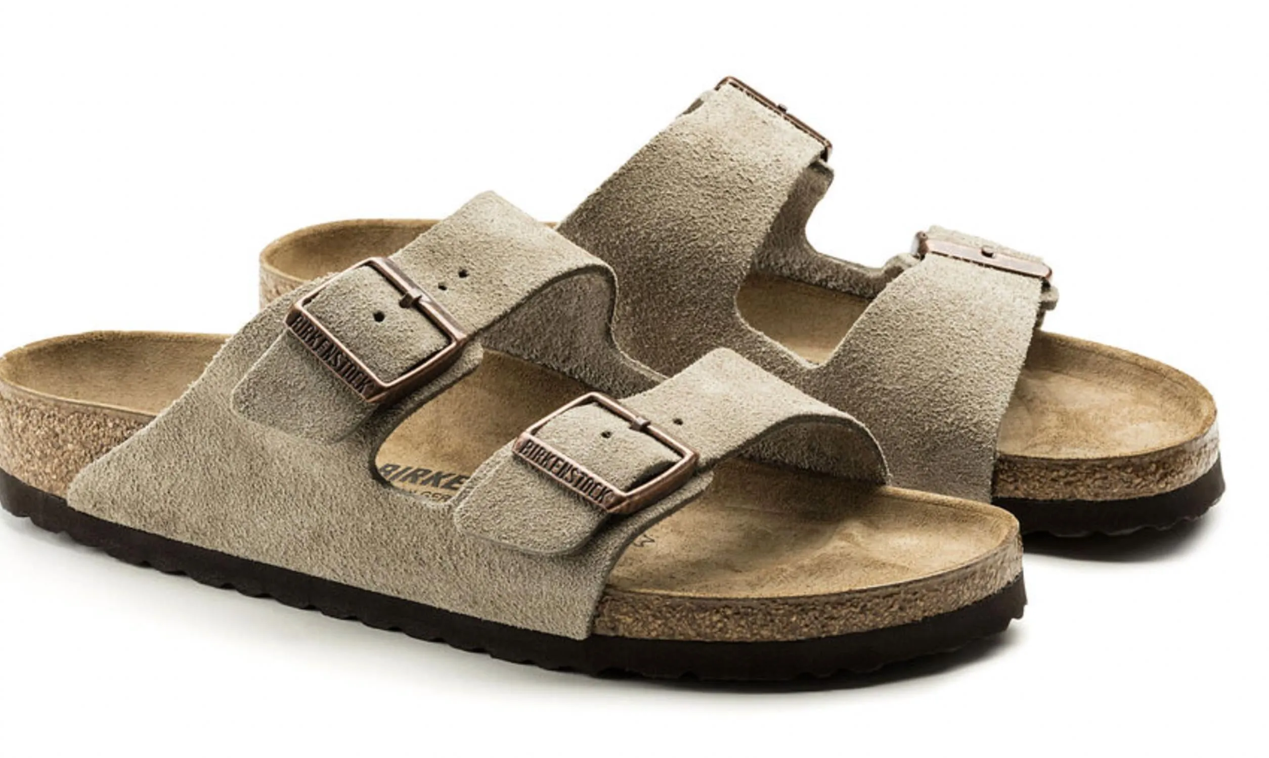 Women's Arizona Suede Leather Sandals In Taupe