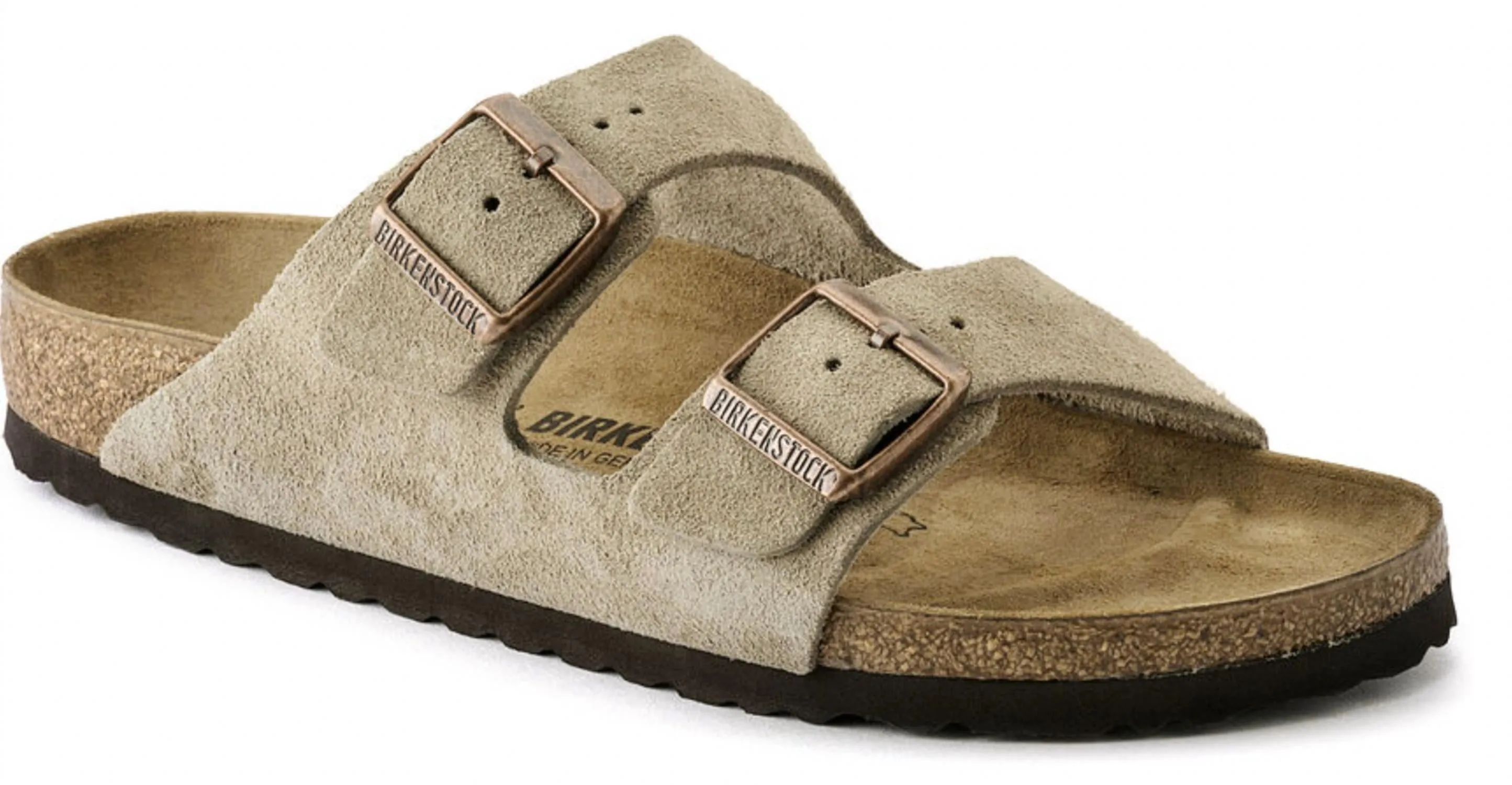 Women's Arizona Suede Leather Sandals In Taupe