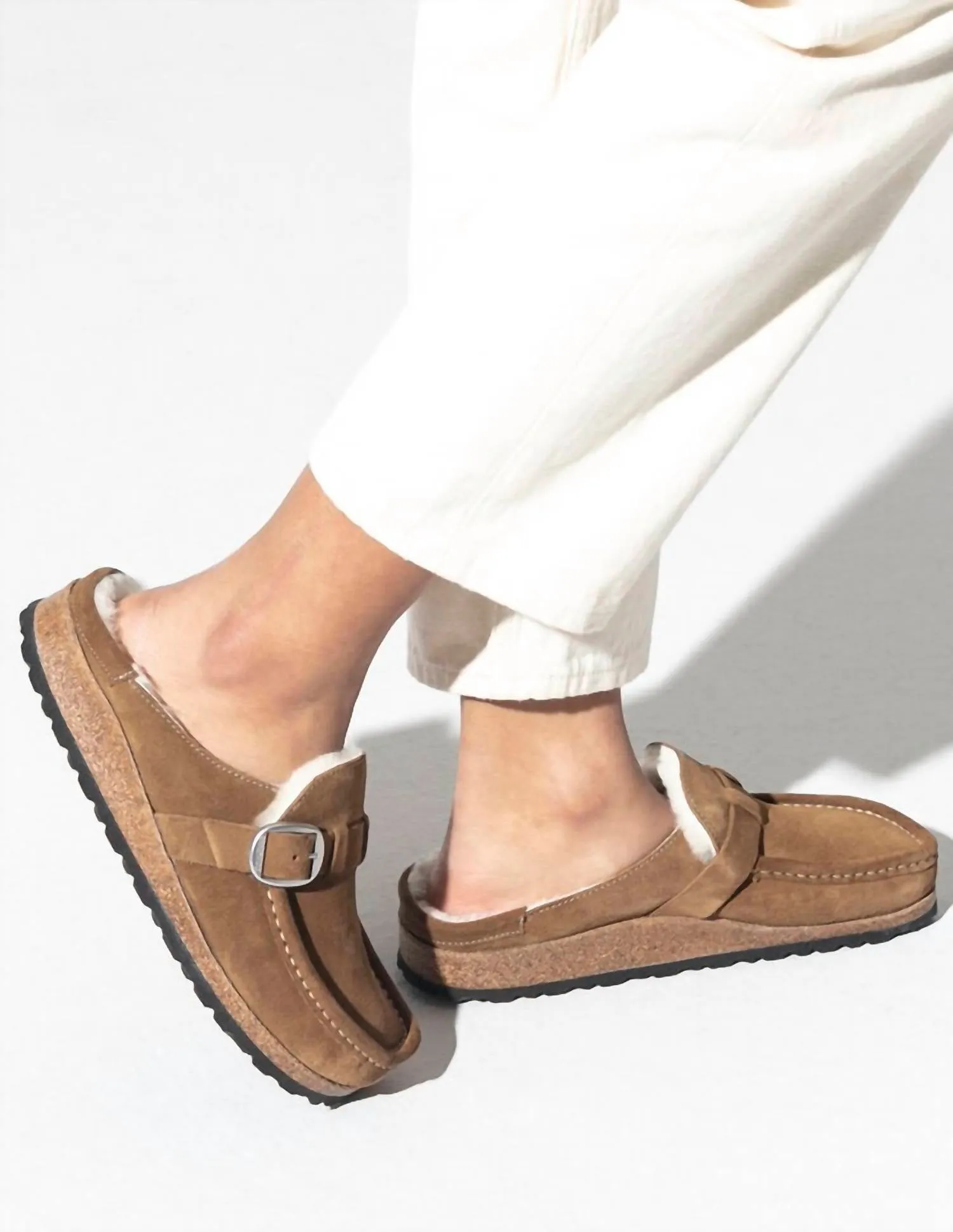 Women's Buckley Shearling Suede Leather Shoes In Tea