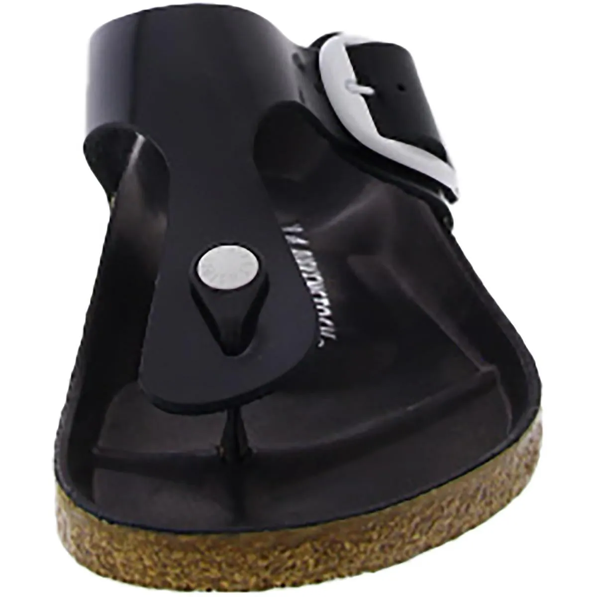 Womens Faux Leather Thong Slide Sandals