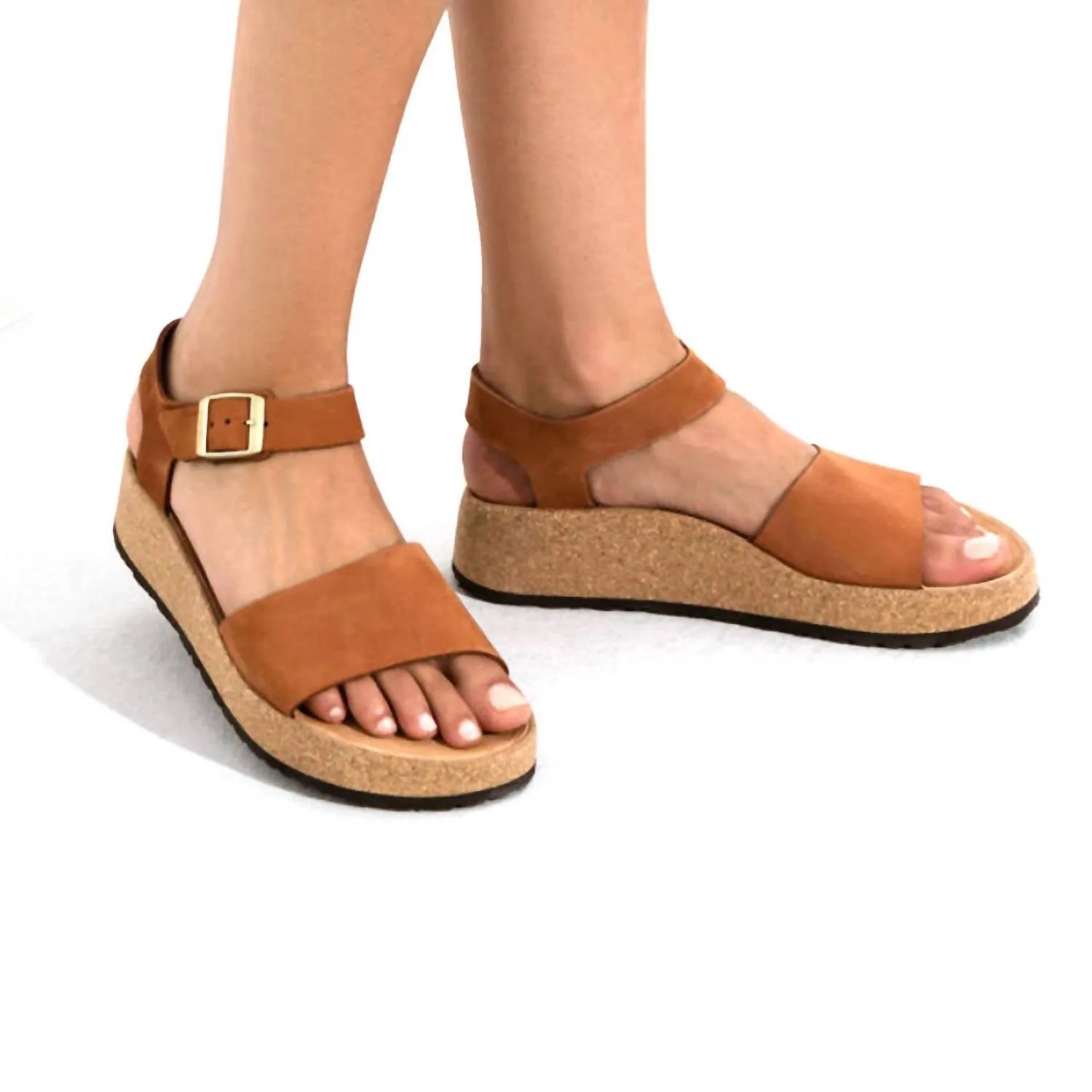 Women's Glenda Leather Sandal In Nubuck Pecan