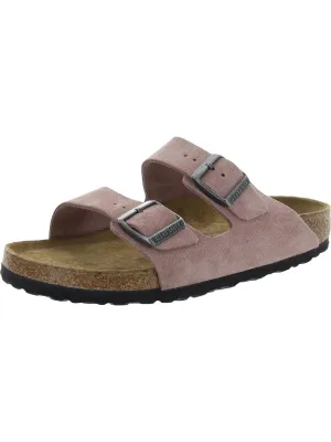 Womens Leather Slip On Footbed Sandals