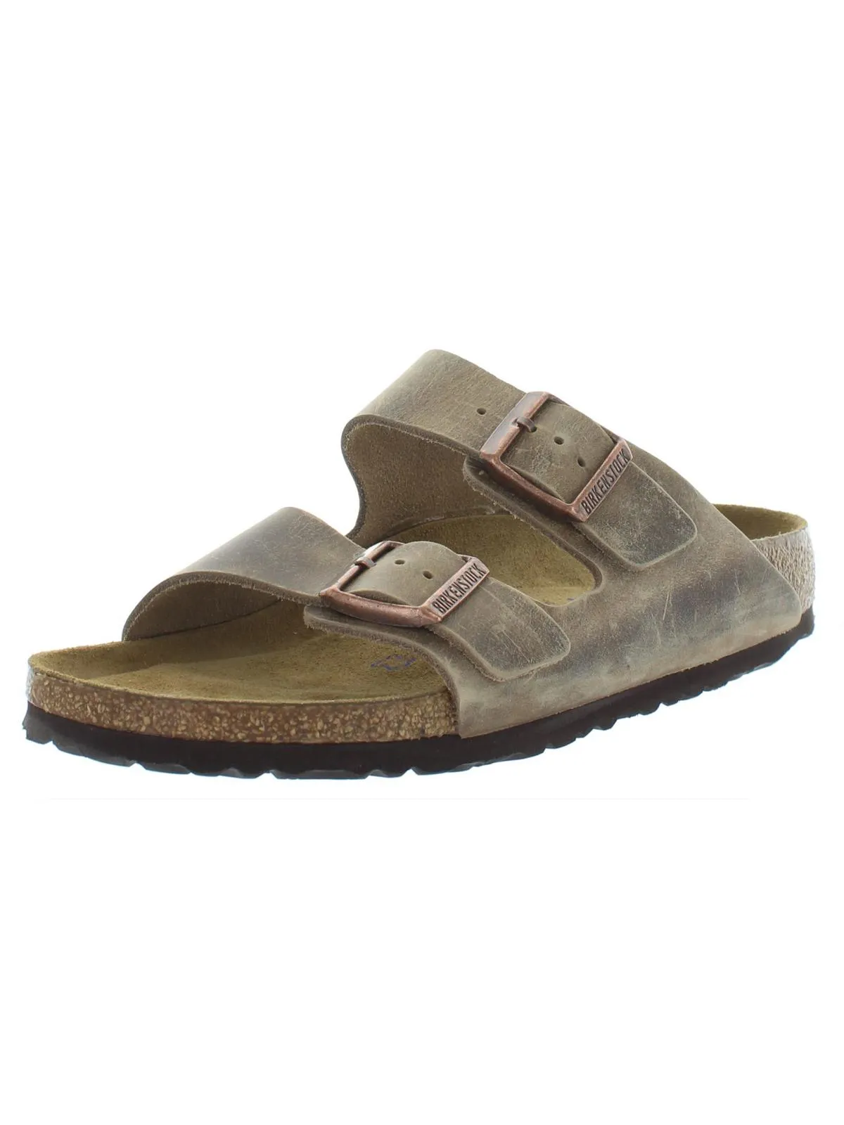 Womens Leather Slip On Footbed Sandals