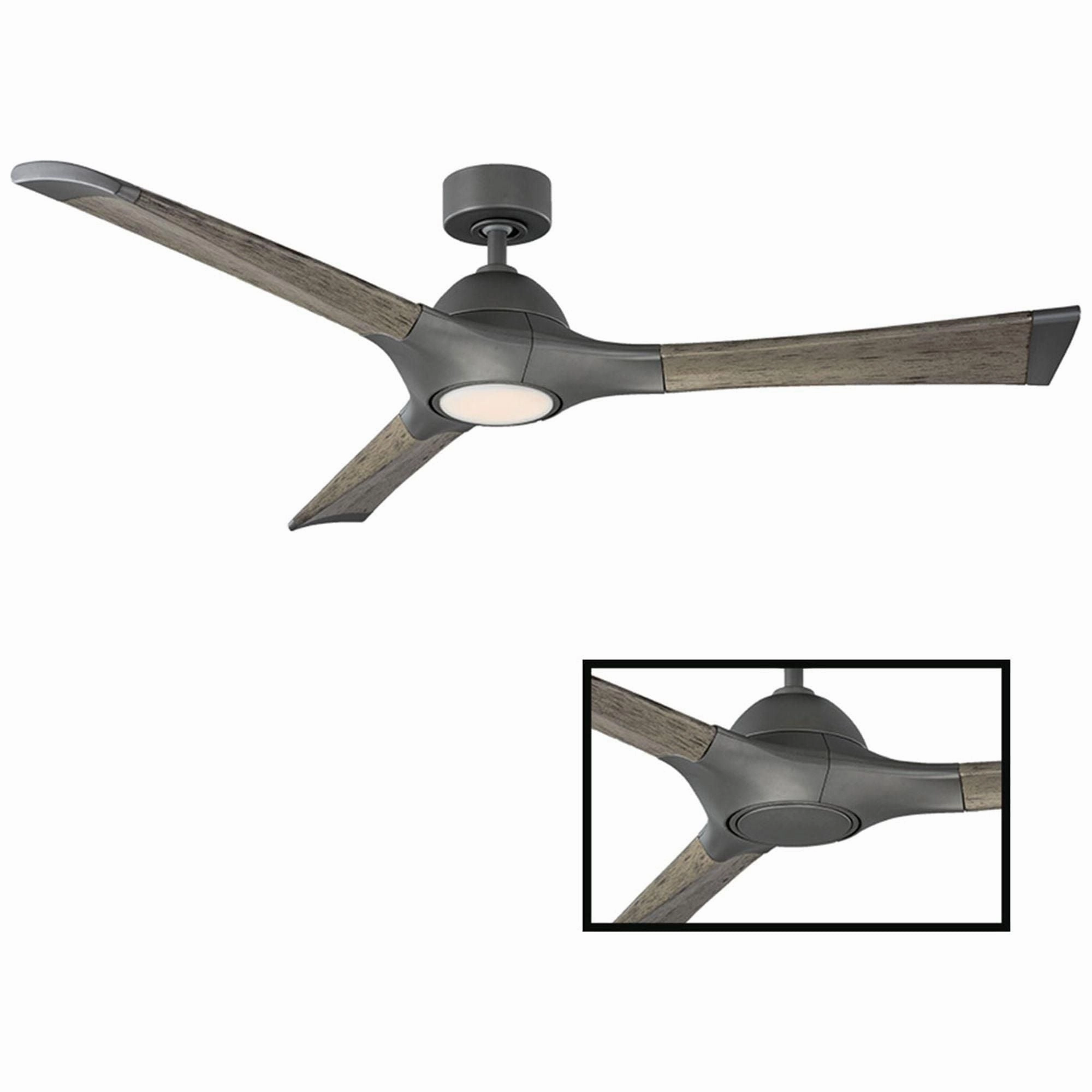 Woody Indoor/Outdoor 3-Blade 60" Smart Ceiling Fan with LED Light Kit