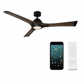 Woody Indoor/Outdoor 3-Blade 60" Smart Ceiling Fan with LED Light Kit quiet ceiling fans with remote control