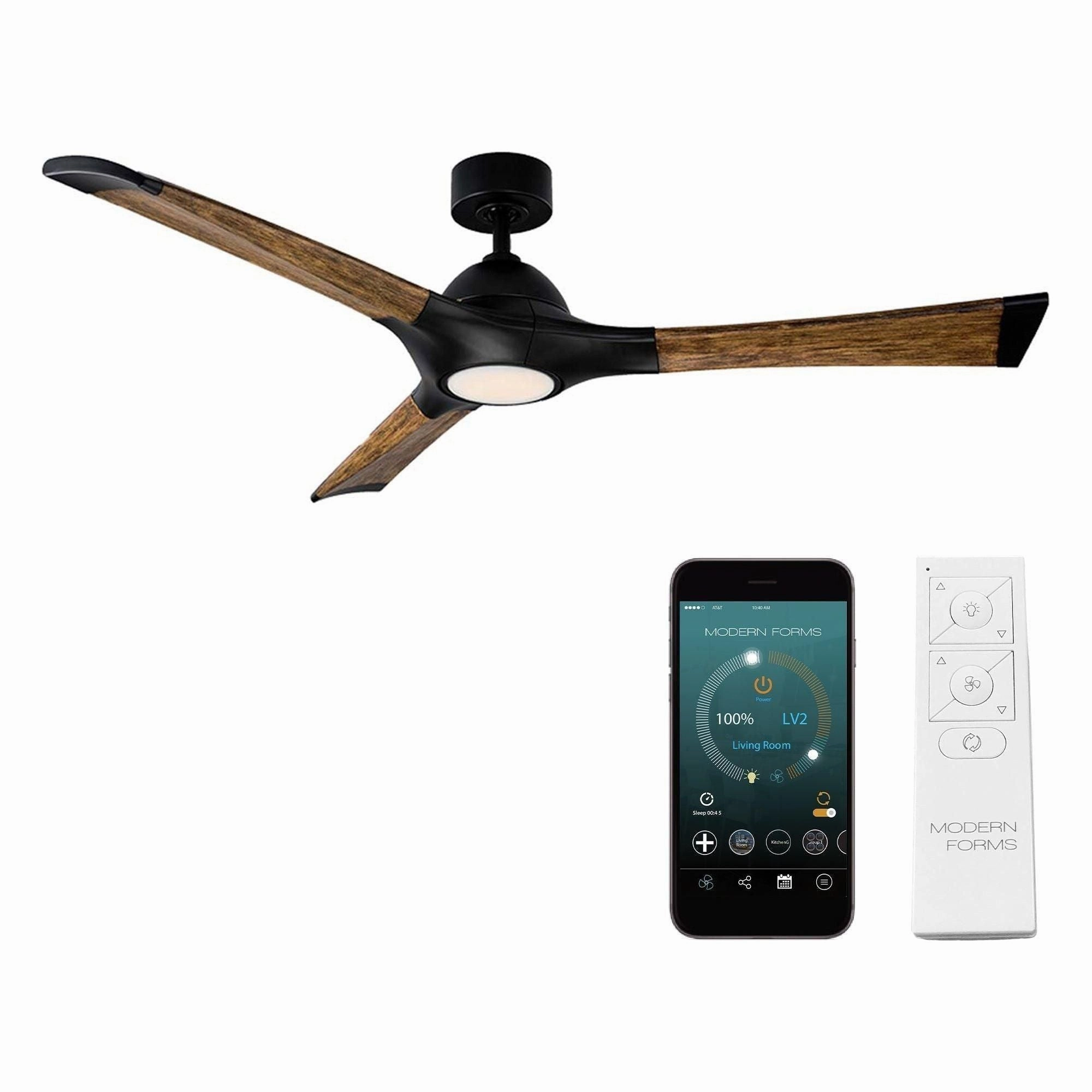 Woody Indoor/Outdoor 3-Blade 60" Smart Ceiling Fan with LED Light Kit