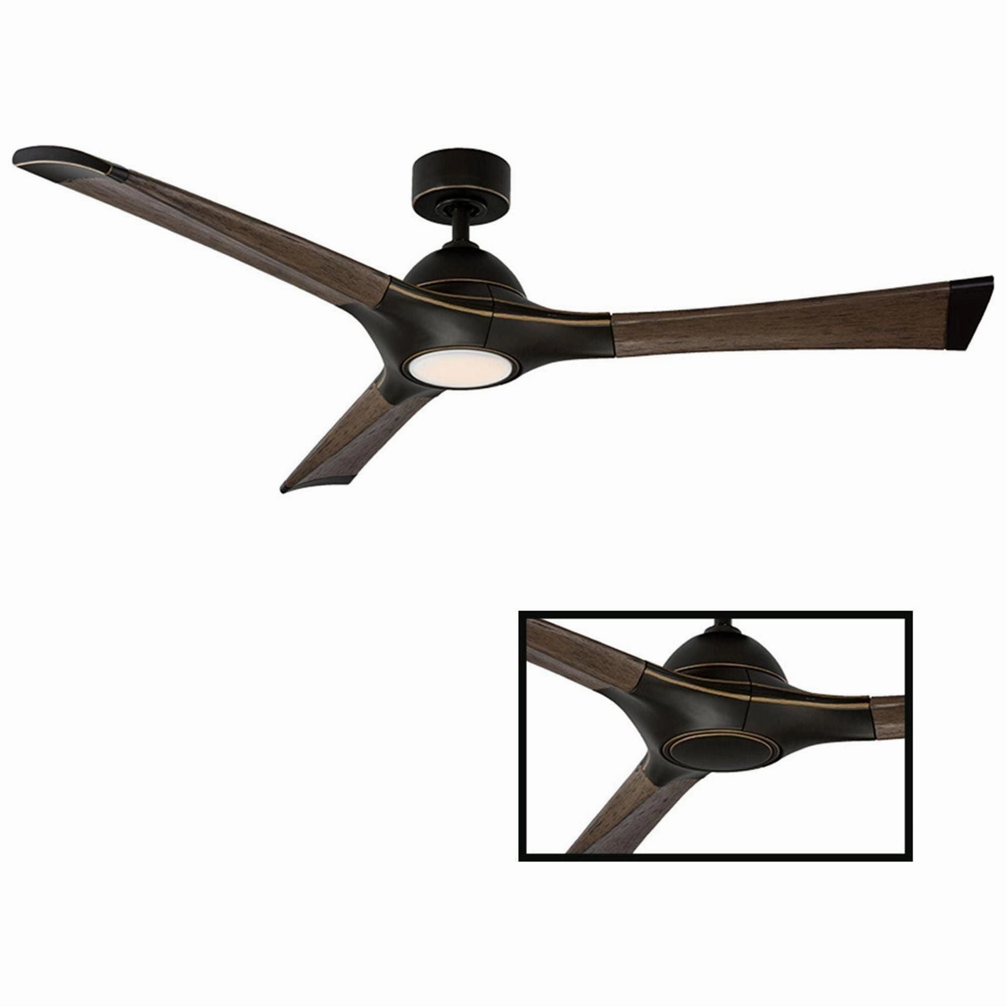 Woody Indoor/Outdoor 3-Blade 60" Smart Ceiling Fan with LED Light Kit