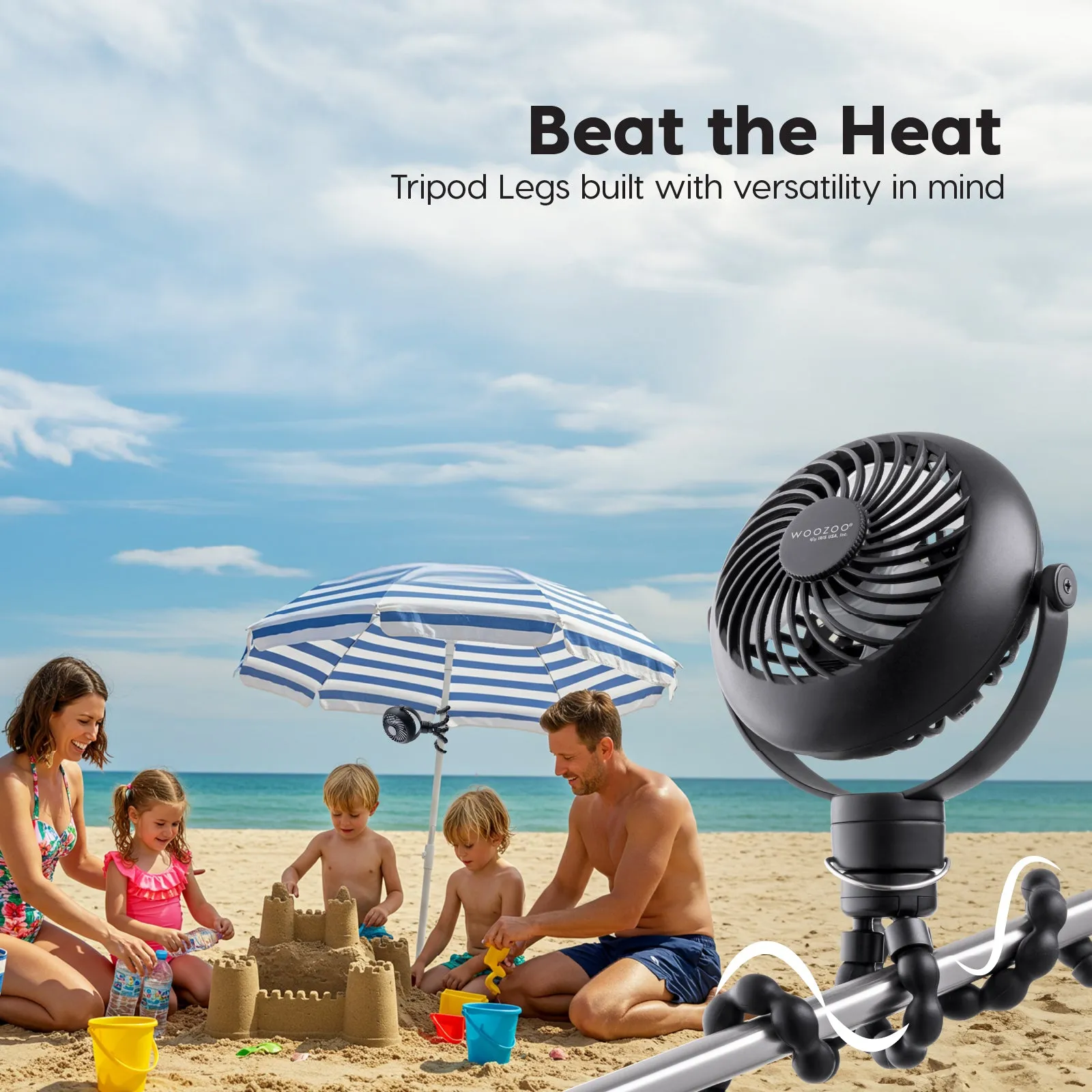 WOOZOO 3.5" Cordless Portable Personal Fan with Flexible Tripod Stand, 10-Hour Runtime