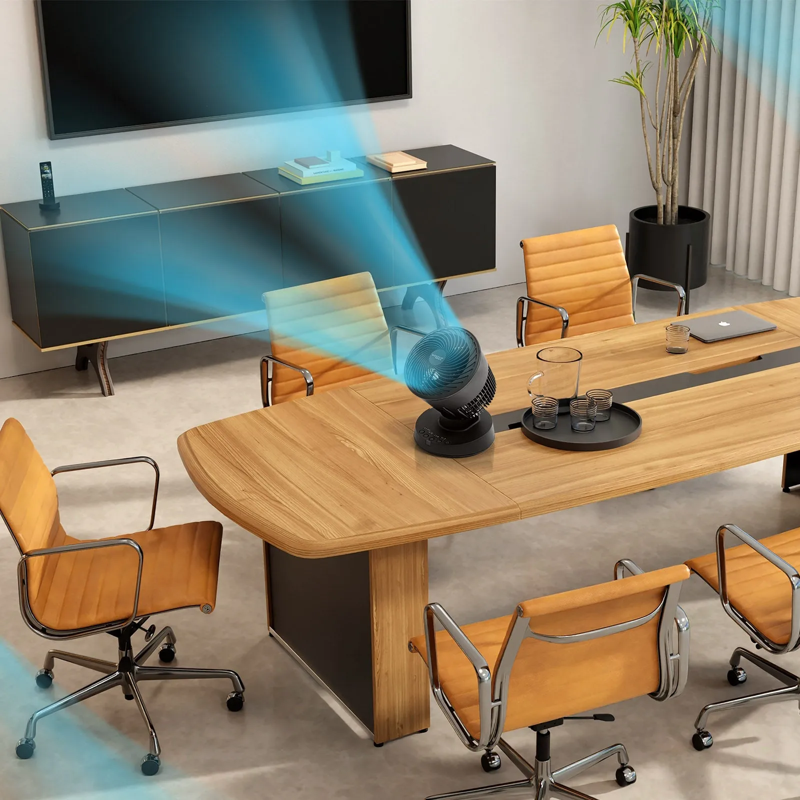 WOOZOO Desk Fan with Remote, Oscillating Turbo Air Circulator, 3 Speeds, 52ft Max Air Distance, Adjustable Tilt, Small Fan for Bedroom, Office, Dorm