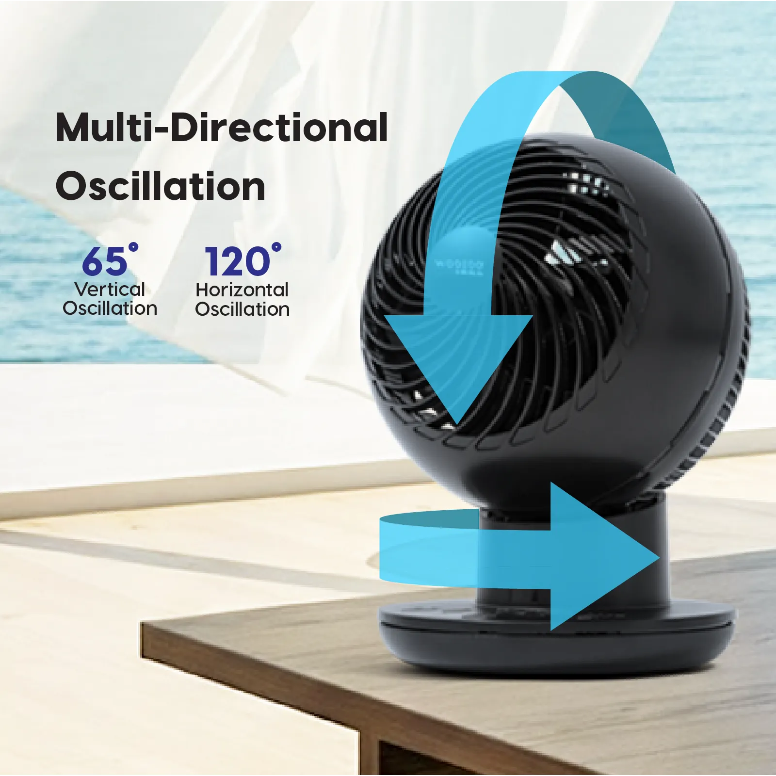 WOOZOO Globe Fan - Multi Oscillation, Powerful & Quiet DC Motor, Remote