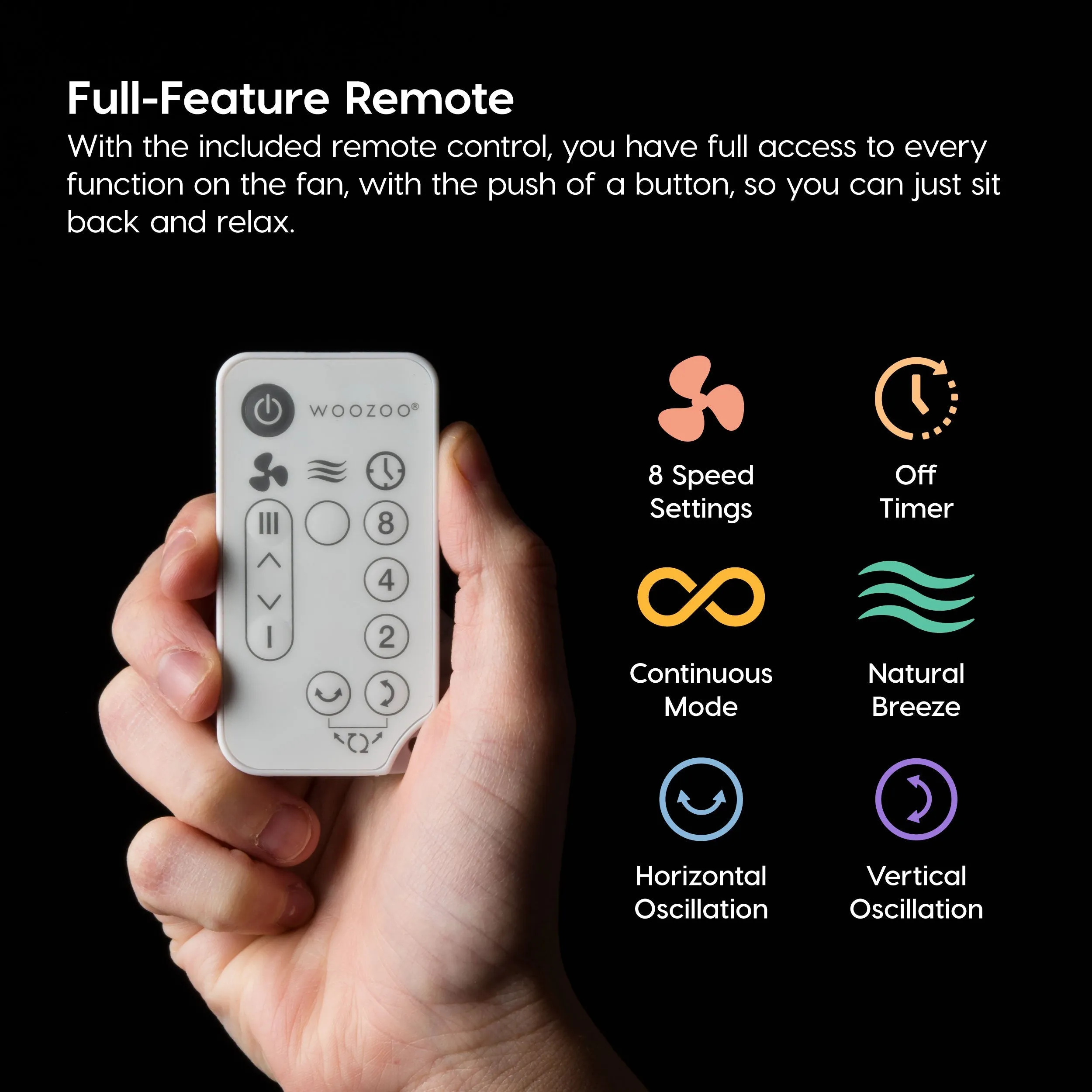 WOOZOO Globe Fan - Multi Oscillation, Powerful & Quiet DC Motor, Remote