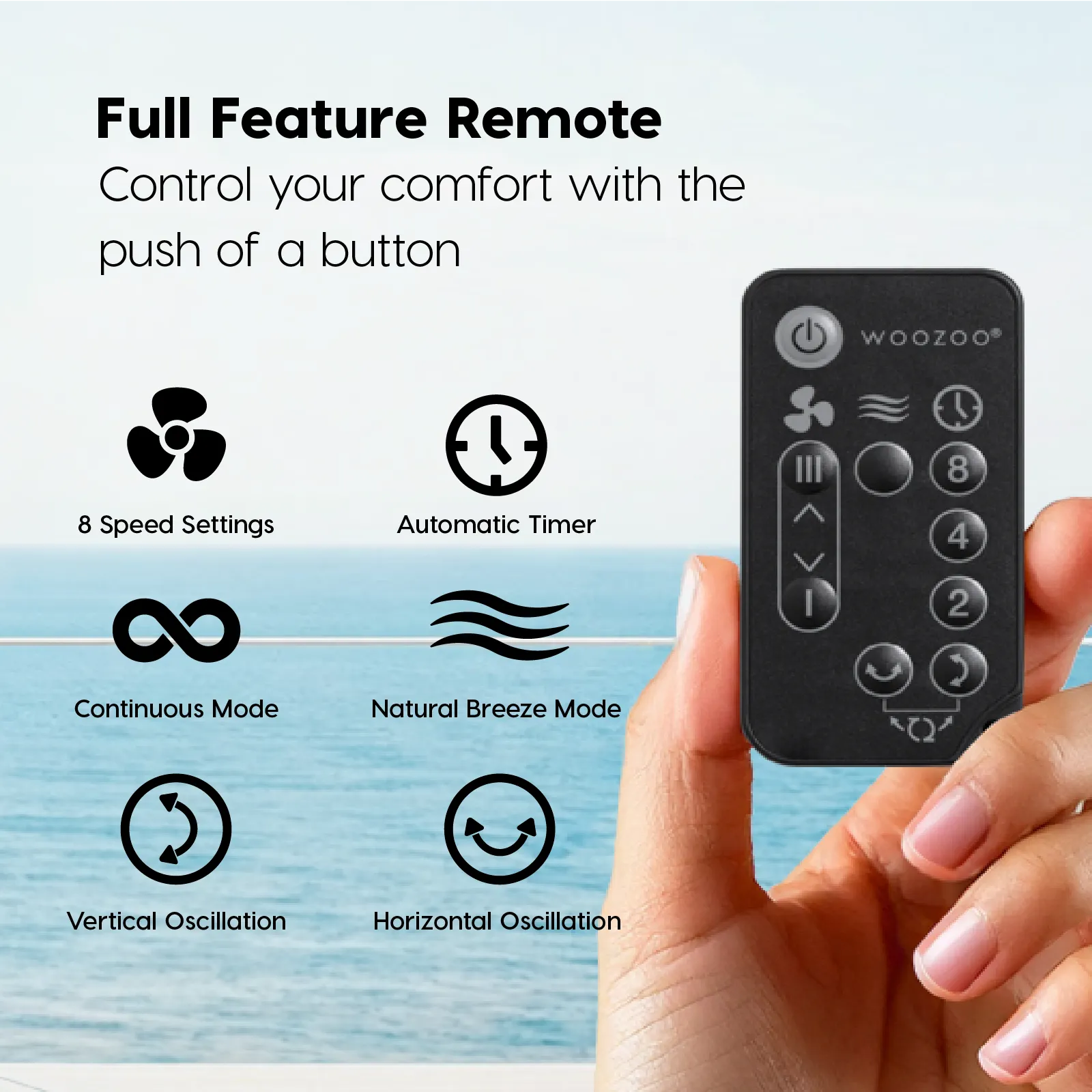 WOOZOO Globe Fan - Multi Oscillation, Powerful & Quiet DC Motor, Remote