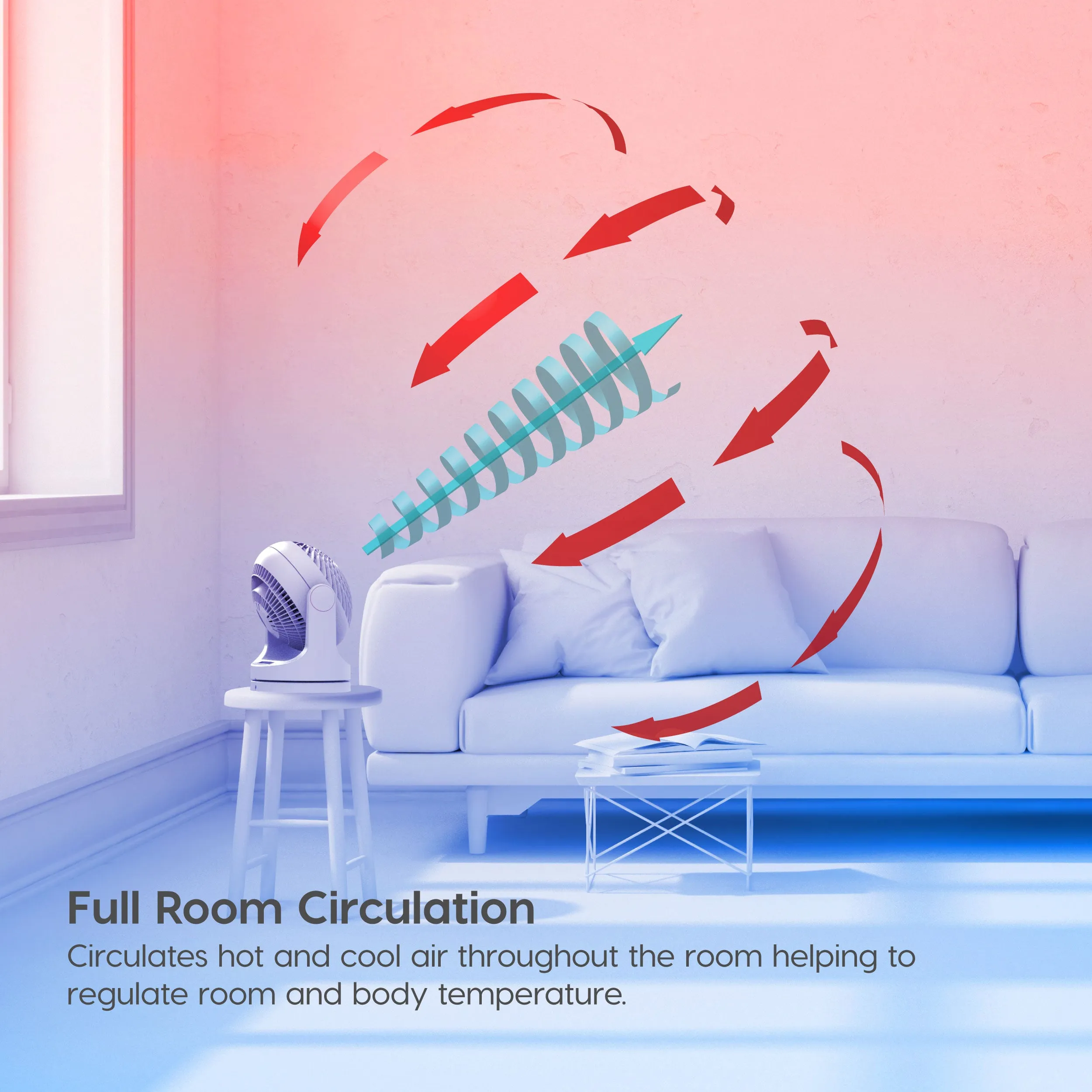 WOOZOO Macaron Fan Large - Horizontal-Oscillation, Vertical Tilt