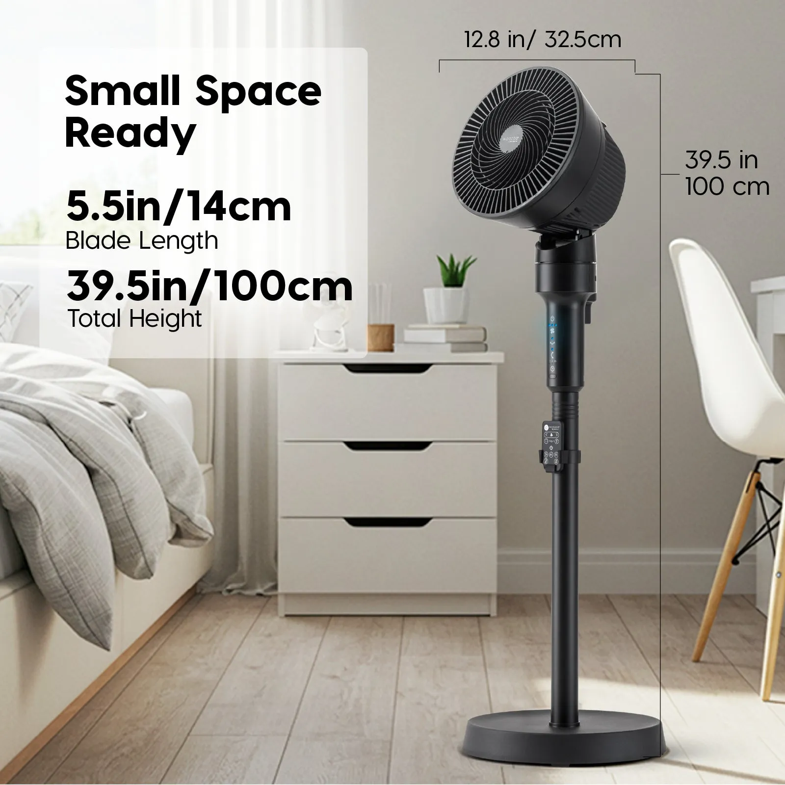 WOOZOO Pedestal Standing Fan with 5.9" 3-Wing Blade