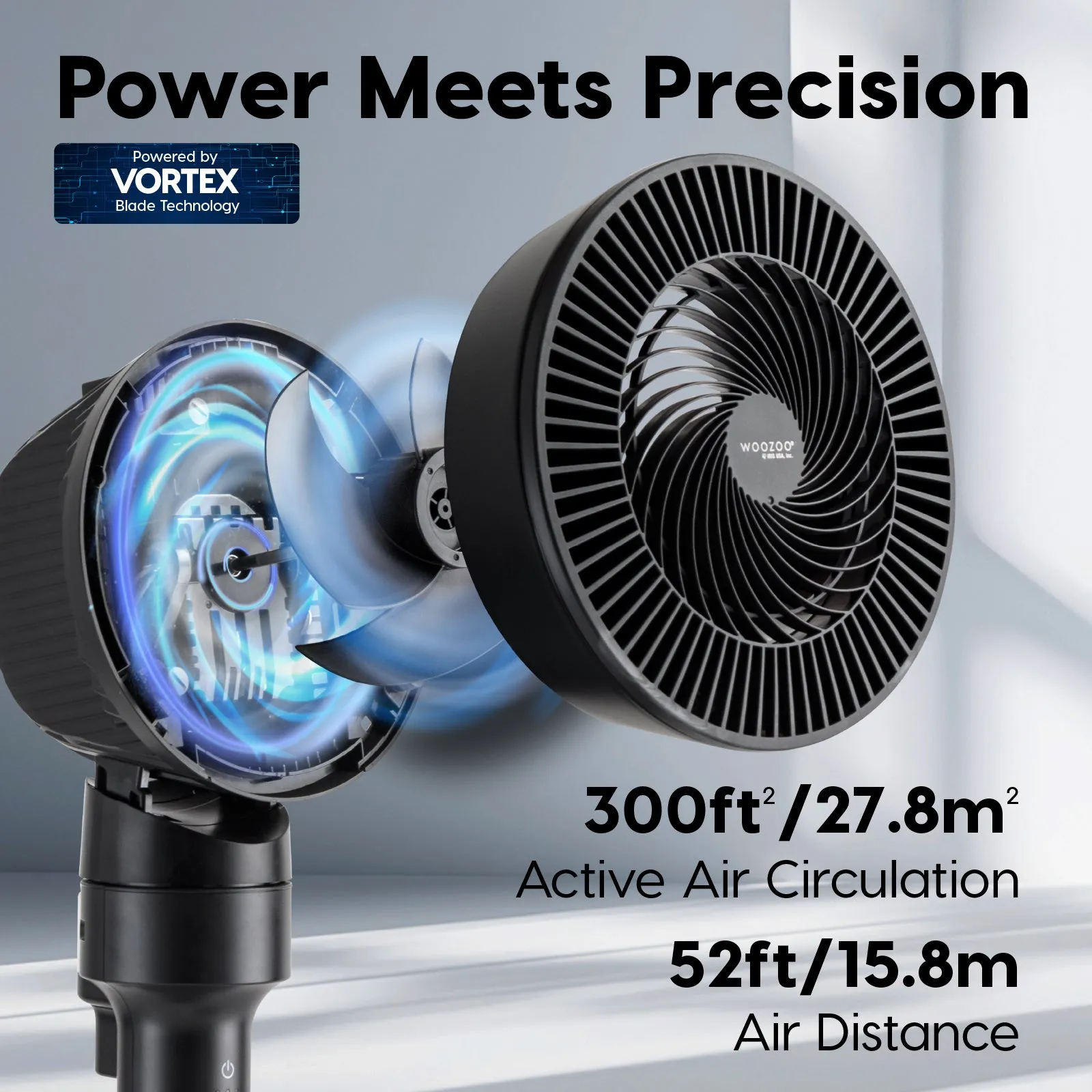 WOOZOO Pedestal Standing Fan with 5.9" 3-Wing Blade