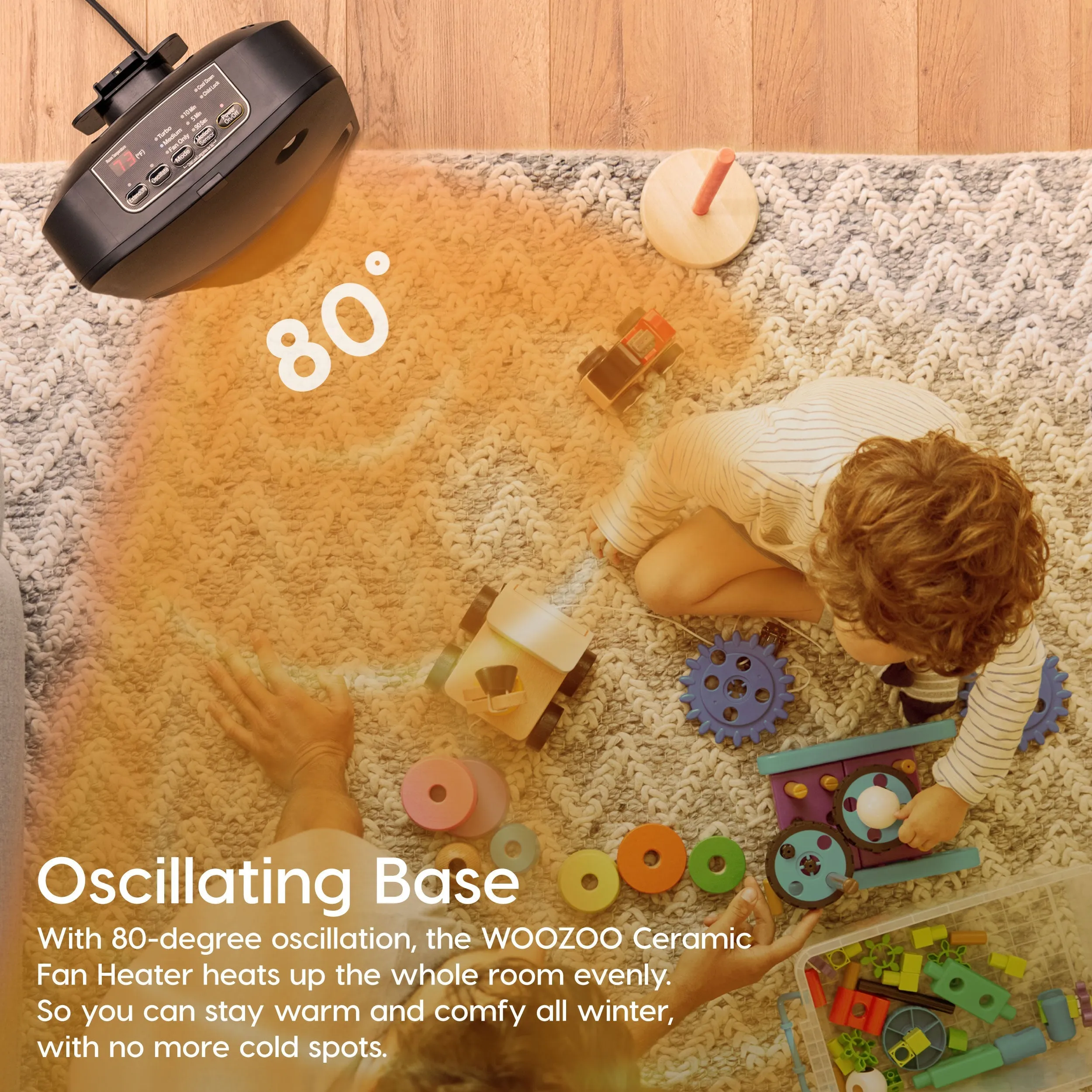 WOOZOO Portable Electric Space Heater - Oscillation, Motion Sensor